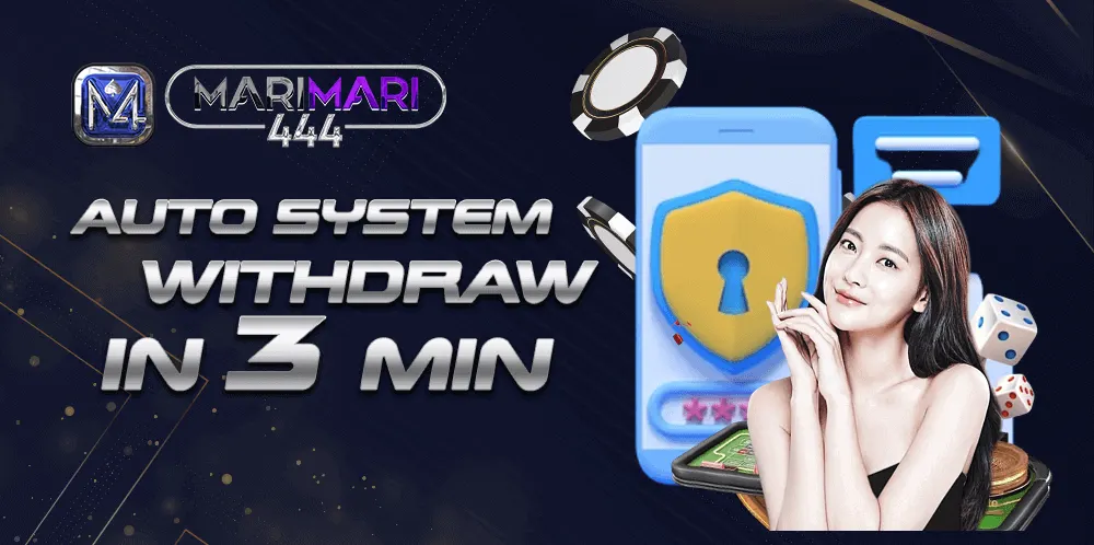 Marimari444 Banner Auto withdraw system in 3 minutes.